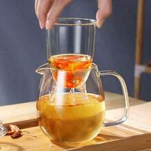 1 Set - 600ml Glass Teapot With Infuser, Lid, Suitable For Loose Leaf Tea/Flower Tea/Tea Bags/Coffee/Milk, Teapot, Tea Separator, Glass Container, Great Gift, Holiday Gift, Single Serving Tea Cup, Lead-Free Borosilicate Glass, Heat Resistant, Microwave And Dishwasher