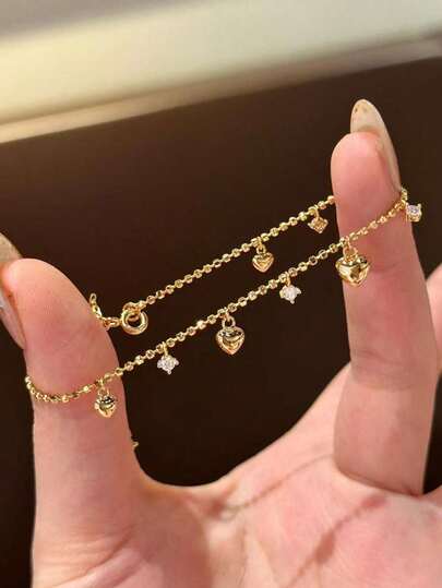 1 Pza Pulsera de Plata de Ley S925 con Diamante en Forma de Corazón, Joyería Lujosa para Uso Diario, Accesorio Elegante y Versátil Adecuado para el Día de San Valentín, Cumpleaños, y Uso Cotidiano