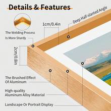 HIMEETIME 1/2/3件装，12x16英寸/30x40厘米铝合金相框，8x10英寸/20x25厘米壁挂/桌面相框，A3简约经典金属线条斜角3D相框，A4 3D证书框，优质金属拉丝纹理，高清亚克力，可竖放或横放 - 彩色 - 查看 2