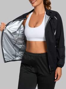 1PC fermoar sport hanorac saună jachetă pierdere în greutate antrenament fitness costume de trening pentru femei