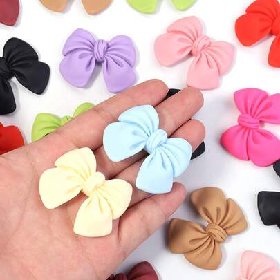 10pcs/Pack Resin Flat Bow Tie Patches, 34X42.5mm Cute Multi-Color Butterfly Patches Pendant Bracelet Necklace Hair Clip Hair Accessory DIY Jewelry Making Supplies