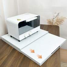 1 pezzo Portaoggetti da cucina multifunzione con ripiano estraibile - Supporto in acciaio al carbonio per forno a microonde, tostapane, bollitore e pentole, montaggio a parete, larghezza regolabile