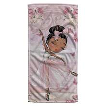 Girl's Bath Towel With Pink Print Balairina Ballet Slipper Quality - Màu be - Xem 2