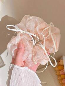 1 pieza Coletero de tul con adorno de perlas - Elegante coletero grueso para mujer, sujetador de coleta y moño con encanto romántico, sujetadores de coleta, bandas elásticas para el cabello, cuerdas para el cabello, accesorios para el cabello como regalo, accesorios para la cabeza, banda elástica - Multicolor - Ver 6