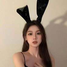 1 件皮革兔耳朵头带，手工制作的可爱兔耳朵角色扮演道具，万圣节派对头饰 - 彩色 - 查看 3