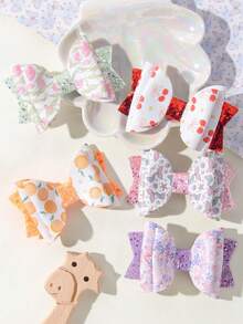 20 pièces Adorables nœuds de cheveux roses pailletés, épingles à cheveux mignonnes imprimées avec paillettes et brillants, parfaits comme accessoires pour filles stylées