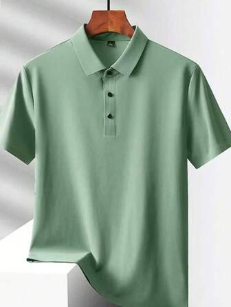 1pc Men's Solid Color Icy Silk Polo T-Shirt