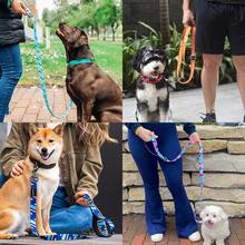 Lesă pentru câini Furmylove, lesă pentru animale de companie, mâner moale și ușor, încuietoare metalică, mâner micro-elastic anti-șoc, lesă durabilă din nailon pentru câini, lesă la modă de 150 cm/60 in, model abstract, potrivită pentru câini de talie medie și mare, activități în aer liber, plimbări, accesorii pentru animale de companie