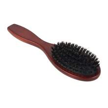 Wooden Boar Soft Natural Bristles 8.66" Oval Hair Brush, Detangling, Anti-Static Technology, Brown