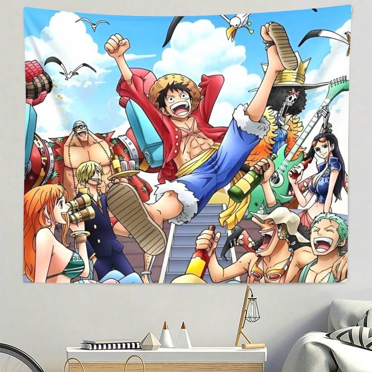 1 pieza Tapiz de pared de estilo anime, adecuado para decoración de pared de sala de estar o dormitorio, hecho de fibra de poliéster con impresión de alta calidad, un excelente regalo para fans del anime - Multicolor - Añade 1