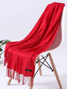 1pc 2025 Autumn/Winter New Women Solid Color Thin Tassel Scarf, Multi Functional Fashion Warm Shawl, Unisex Outdoor Warm Neck Scarf