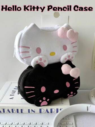 Sanrio 1-Pack. Large Plush Hello Kitty Pencil Case/Pencil Pouch. Perfect For Children's Study Pencil Case, Student Desk Stationery Storage Bag, Or Student Desk Ornament.