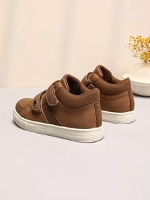 New Unisex Kids Soft Bottom Waterproof Anti-Slip Durable Baby Shoes With Dual Hook And Loop Straps, Outdoor Casual Sports Flat Shoes, Solid Color Student High-Top Running Shoes, Suitable For All Seasons