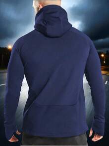 SUDADERA PARA HOMBRE CON BOLSAS DE CANGURO PARA USO DIARIO  8002P - Azul Marino - Ver 2