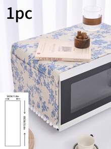 1/2 piezas Elegante cubierta para microondas con estampado de rosas azules y blancas, tela protectora para electrodomésticos de cocina, apta para freidora de aire, horno, decoración del hogar