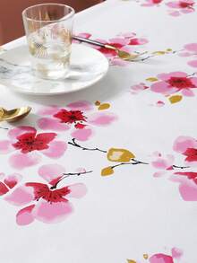 1 szt. obrus z PVC z nadrukiem kwiatu wiśni – wodoodporny, olejoodporny, plamoodporny, prostokątny obrus do jadalni, kuchni, na imprezę, piknik na świeżym powietrzu – dekoracja bez zagnieceń, łatwa w czyszczeniu