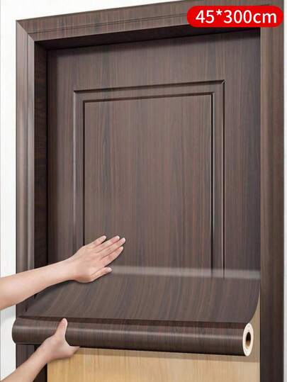 1 rollo de papel tapiz autoadhesivo con textura de grano de madera oscura, adecuado para paredes, gabinetes, mesas, sillas, habitaciones, armarios y cajones