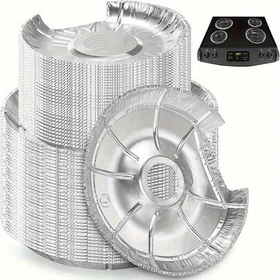 50 PACK Round Electric Stove Burner Covers 6 Inch And 8 Inch Disposable Stove Top Aluminum Foil Bib Liners, To Keep Kitchen Range Clean From Oil And Food Drips