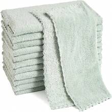 12 Pack Cleaning Cloth,Ultra Soft Absorbent Quick Drying Microfiber Cleaning Rags,No Scratches,Reusable,Washable,Lint Free Cleaning Towels For Kitchen,Window,Glass,Car,12"*12"(Light Green),7324593 - Hijau - View 1