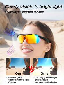 1pc Smart Glasses New Black Technology Wireless Headphones For Men And Women Outdoor Cycling Sports Navigation Voice Listening To Music Calling Voice Assistant Wake Up Remote Control Photography Apple Android Mobile Phone Universal Anti-Ultraviolet Sun Sunglasses Suitable For A Variety Of Face Shapes