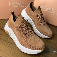 Modare Women's Knit Casual Sporty Ultra Comfort Lightweight Comfortable Modern Sneakers - 裸體 - 查看 3