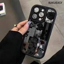 Funda de teléfono a prueba de golpes, diseño elegante de rosa negra para iPhone 16 Pro Max, compatible con los modelos 16, 15 Pro, 14 Plus, 13, 12 Pro, 11 Pro Max, X y XS Max. Esta funda de TPU ofrece protección contra caídas y suciedad. Funda de Teléfono Ligera, Ajustada y Resistente a Impactos - 1 pieza - Ver 6
