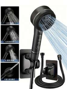 3件套布拉格钢琴键手持花洒，三档高压节水按摩花洒，ABS塑料多功能壁挂式花洒喷头，配有59英寸软管和易于安装的支架，是酒店、公寓、家庭浴室的理想之选，现代浴室和夏季淋浴必备品，完美的浴室配件和浴室工具礼品