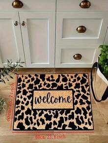 1 Stück Premium Flanell - Brauner Leder - Gemusterter Willkommensvorleger, Kleiner Teppich, 830g/㎡, hautfreundlich, pillingfrei, pflegeleicht, maschinenwaschbar, geruchlos, geeignet für Heimdekoration, Zimmer Dekoration, Kleiner Teppich, Wohnzimmer Teppich, Teppich, Schlafzimmer Teppich, Badezimmer Teppich, Küchen Teppich, Bereich Teppich, Eingangsbereich/Veranda, ideal für Innen-/Außenbereich Fußmatte, Hotel Dekoration
