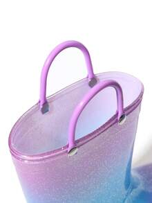 1 Pair Adorable Princess-Style Colorful Crystal Rain Boots, Soft & Durable Soles, Seamless Round Toe, High-Top Design, Lightweight Body, Rain Boots For Girls & Toddlers For School, Camping, Beach, Outdoor, Sturdy Double Handles, Shiny Crafted Uppers, Suitable For All Seasons