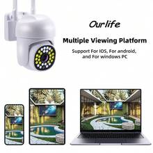 户外监控 Wifi 安全 Ptz 自动跟踪音频 Cctv 监控 360 Ip 摄像机 2.4Ghz Pir 运动检测、Ip65、双向语音对讲、360 度全景监控、日夜全彩、内置应用热点、无网络正常视频录制内置麦克风和扬声器、入侵警报、隐私保护、监控 - 彩色 - 查看 9
