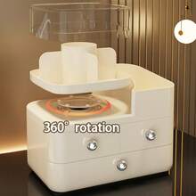 CASEGRACE 1 pièce Organisateur de maquillage à 3 niveaux grande capacité avec tiroirs - Boîte de rangement cosmétique portable, design compact en plastique durable pour la coiffeuse, la salle de bain et le bureau - Rangement pour rouge à lèvres, soins de la peau, pinceaux. Construction robuste, organisateur de rangement cosmétique, finition lisse, boutons métalliques