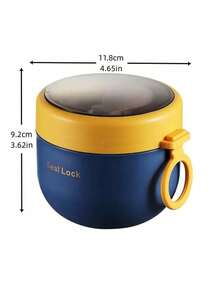 Taza de avena para el desayuno, tazón interior de PP, tazón interior de plástico, taza de yogur portátil con tapa, cuchara y asa de silicona, recipiente para alimentos, lonchera, recipiente para alimentos a prueba de fugas, adecuado para el hogar, la cocina, la escuela, la oficina, los viajes y los picnics al aire libre, adecuado para útiles escolares - Multicolor - Ver 2
