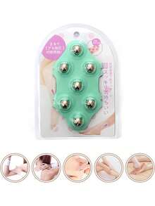 Masajeador portátil de bolas de rodillo, masajeador de rodillo manual giratorio de 360 ​​grados, masajeador de cuentas magnéticas portátil de mano, adecuado para músculos, cuello, piernas, frotando el vientre y las piernas para relajar las piernas, cepillo meridiano moldeador de cintura delgada con siete bolas de dragón magnético - Verde - Ver 2