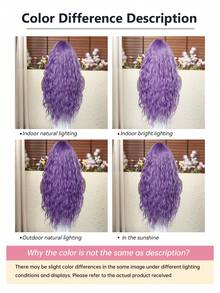 26 Inch Long Deep Wave Purple Wig; Wigs For Women, Carnival; Kpop, K Pop; Y2k; Cosplay, Heat Resistant Fiber Women's Wigs With Adjusting Belt Rose Net; Halloween; Dopamine Style; Fluffy Hair Net; Christmas; Festive Atmosphere; Back To School; Musthave For Beginners; Rose Net Hat; Comfortable To Wear; High Quality; Matte High Temperature Silk; Unique Wig; Voluminous - 紫色 - 查看 9