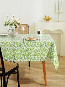 Obrus z tworzywa sztucznego PVC, zielony obrus w stylu rustykalnym, prosty wzór roślinny, 100% wodoodporny, olejoodporny, łatwy do wycierania, odpowiedni do stosowania wewnątrz i na zewnątrz, dekoracja stołu na festiwale i imprezy