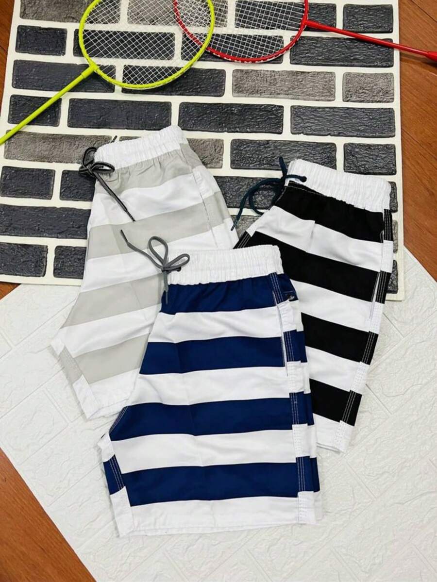 KIT 3 Bermuda Shorts Tactel Men With 3 Pockets Beachwear | Immediate Direct From The Factory - màu đen - Xem 1