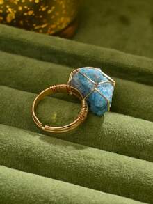 1/5/10/20 件天然原始水晶石可调节开口戒指，手工珠宝，优雅度假风格，独特礼物，不对称纹理（什锦宝石） - 彩色 - 查看 24