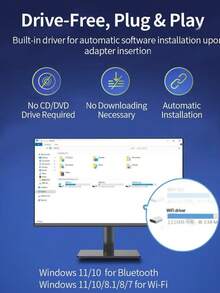 Driver-Free Wireless Network Card, WiFi6 High-Speed 5G Dual-Band USB Computer Receiver