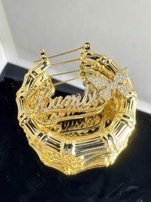 1 Set Personalized Name Jewelry Set, Name Earring Hoops, Custom Neck, Gold Nameplate Pendant, Handmade Jewelry Gift, 18k Gold Stainless Steel Jewelry, Necklace Name Double-Layer Customization, Including Exquisite Gift Box - Style 6-gold - View 3