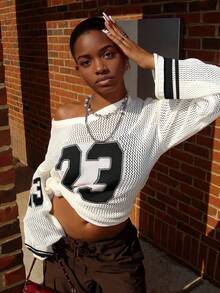 Damski luźny, uniwersalny, żakardowy sweter z dzianiny żakardowej, jesień - Biały - Zobacz 4