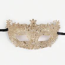 1 mặt nạ hóa trang Halloween cổ điển ren đen, mặt phẳng, bột vàng, hoa văn Venice, mặt nạ che mắt - màu đen - Xem 3