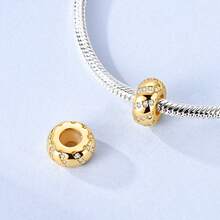 Gold Globe Airplane Rotating Eye Camellia Perfume Beaded Pendant, Cute DIY Jewelry Making Beads, Fashionable Bracelet Necklace Pendant, Exquisite DIY Craft Gift - Gold - View 4