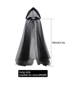 1 buah Jubah Jala Halloween - Jubah Transparan Panjang Penuh dengan Tudung Besar, Jubah Kostum Hantu Halloween, Sempurna untuk Pertunjukan Panggung, Cosplay, dan Pesta - Hadiah Sempurna untuk Remaja/Laki-laki/Perempuan - MultiWarna - View 6