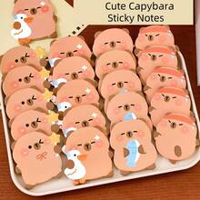 4pcs Capybara Sticky Notes – Highly Attractively Cute Reusable Memo Pads For Students | Cartoon Capybara Stationery With Strong Adhesion - Multicolor - View 1