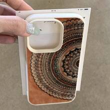 1pc TPU Material Vintage Brown Circle Pattern Phone Case Compatible With Iphone/ Phones - أبيض - مشاهدة 4
