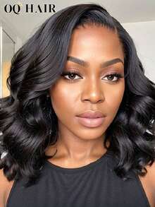 OQ 180% Density 7x5 Inch HD Glueless Frontal Hairline Pre-Bleached No Glue Needed Human Hair Natural Hairline High Quality Fashion Wig 8-14 Inch Wavy BOB Style Ready-To-Wear Wig - SNatural - View 4