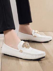 New Outdoor Leisure All-Match Moccasins For All Seasons Men's Business Flat Shoes Loafers Lightweight And Fashionable Men's Shoes - 白色 - 查看 5