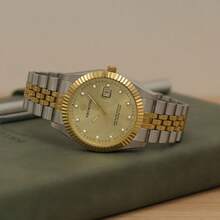 PROKING 1pc 40mm Men's Watch, Luxury Business Waterproof Stainless Steel Case & Band Quartz Watch With Calendar, Luminous Pointer, Black Dial With Rhinestones, Suitable For Daily Wear, Birthday Gift - Gold - View 6