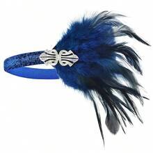 1920 年代羽毛头带，波西米亚头饰，锌合金菱形框架，女士 1920 年代羽毛装饰头带，重返校园