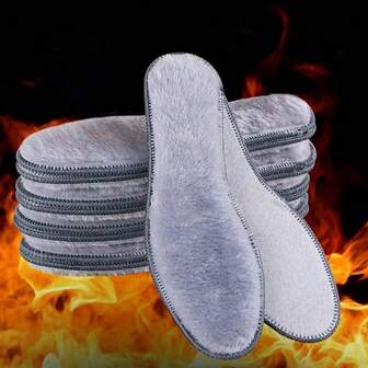 Winter Plush Warm Insole For Shoes Thicken Snow Boots Shoe Sole Thermal Insert Sports Running Insoles Men Woman Heating Pads 1Pair